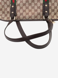 Gucci Brown GG canvas and leather tote bag