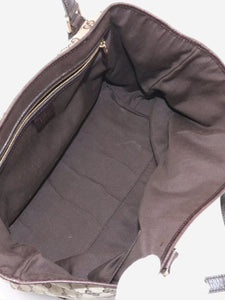 Gucci Brown GG canvas and leather tote bag