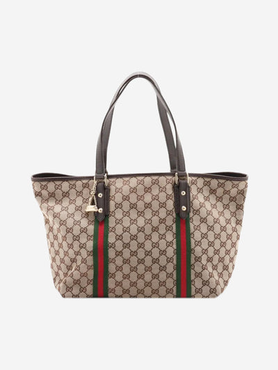 Brown GG canvas and leather tote bag Tote Bags Gucci 