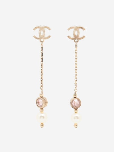 Gold Coco Mark 16P pearldrop earrings Earrings Chanel 