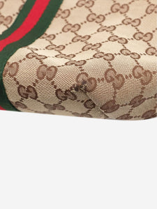 Gucci Brown GG canvas and leather tote bag