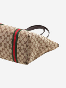 Gucci Brown GG canvas and leather tote bag