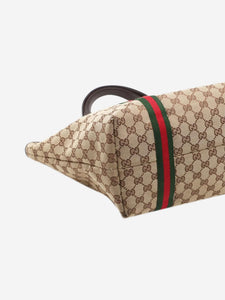 Gucci Brown GG canvas and leather tote bag
