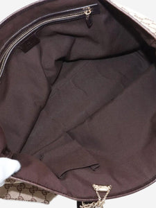 Gucci Brown GG canvas and leather tote bag