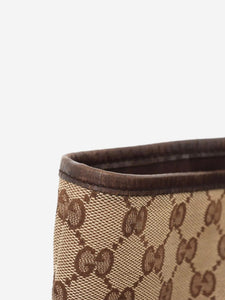 Gucci Brown GG canvas and leather tote bag