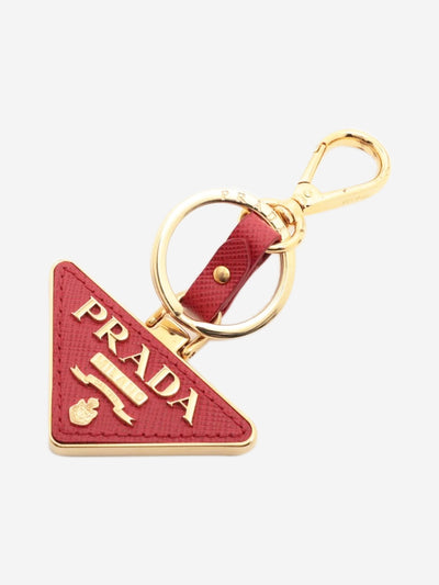 Red Saffiano leather logo keychain Keyrings Prada 