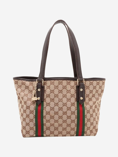 Brown GG canvas and leather tote bag Tote Bags Gucci 