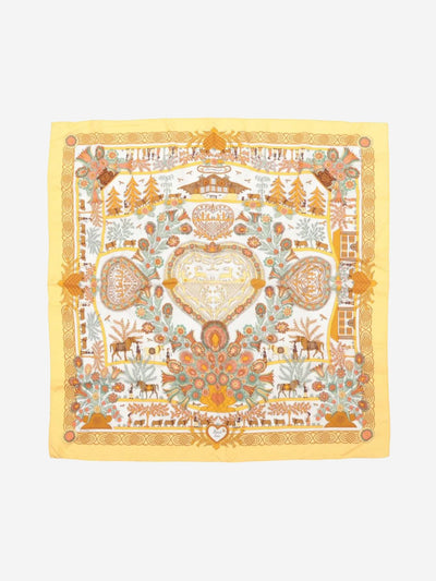 Yellow Decoupages plisse silk scarf Scarves Hermes 
