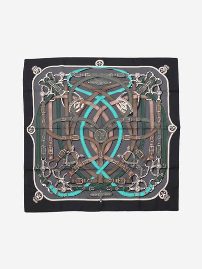 Dark grey Cavalcadour silk scarf Scarves Hermes 