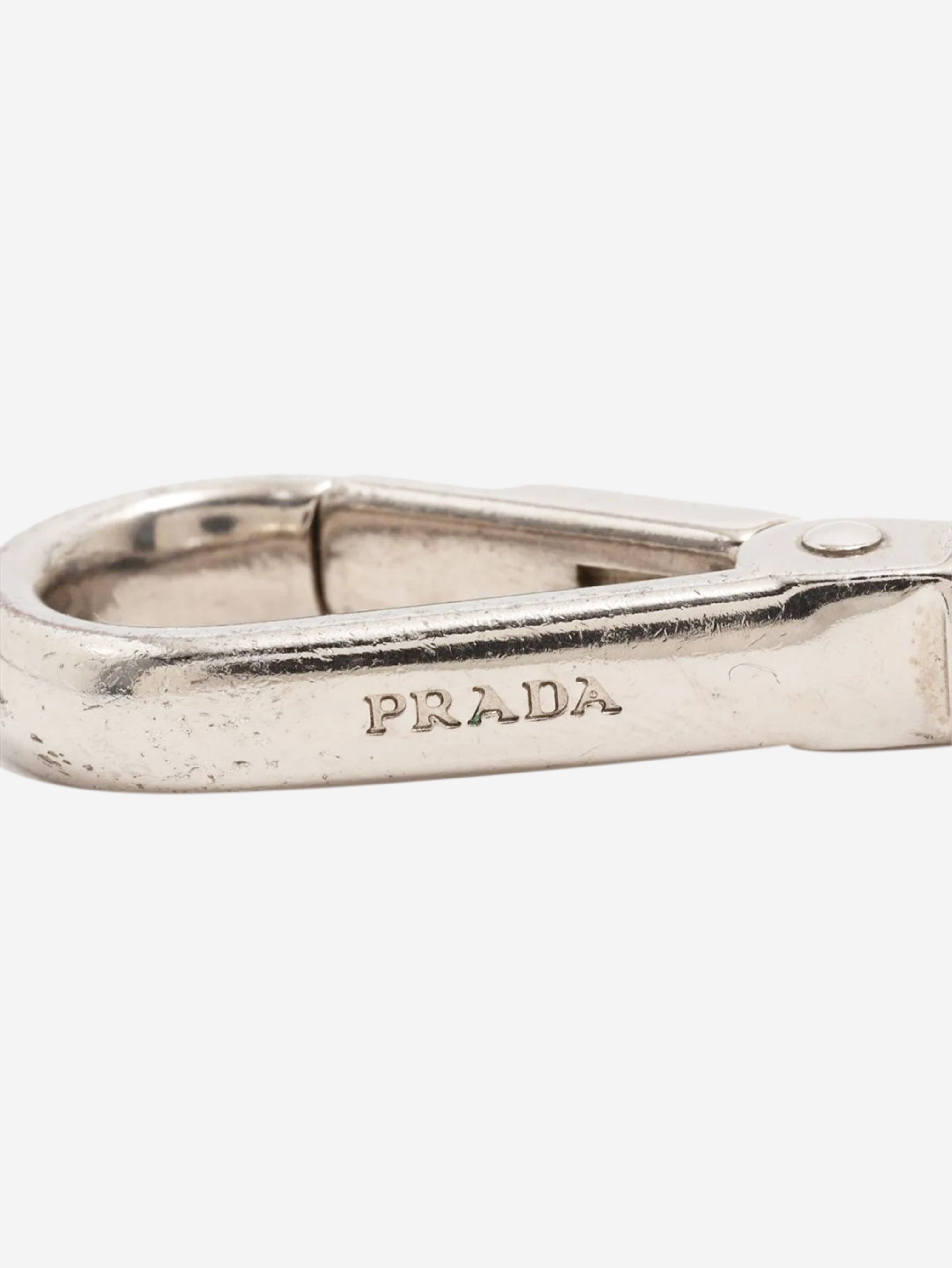 Silver Saffiano and metal keychain Keyrings Prada 