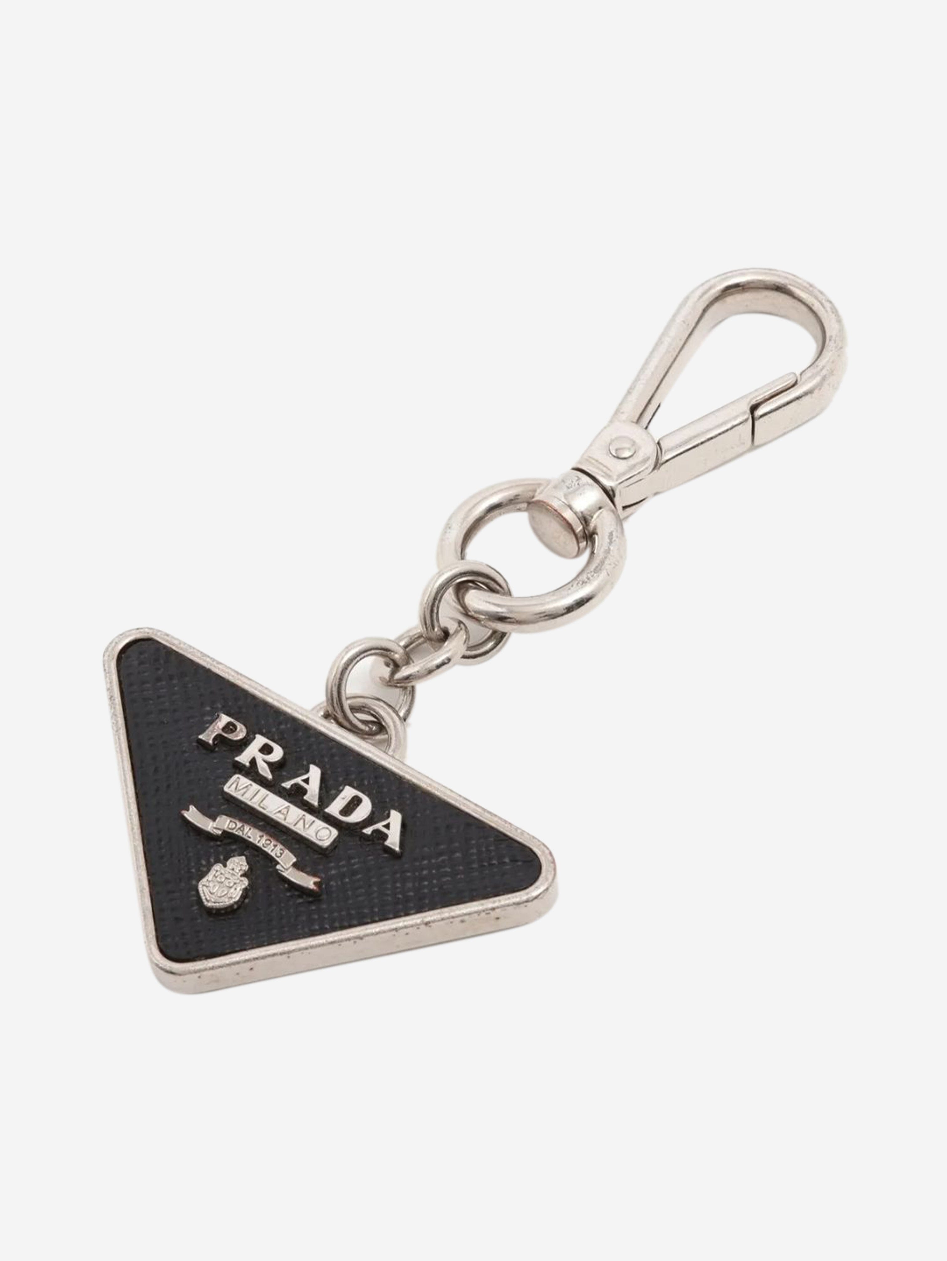 Silver Saffiano and metal keychain Keyrings Prada 