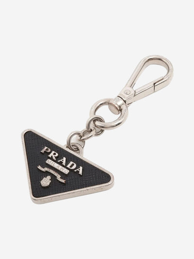 Silver Saffiano and metal keychain