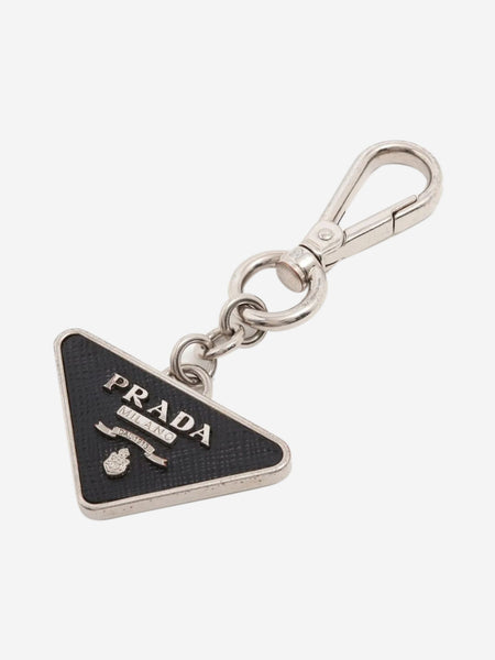 Silver Saffiano and metal keychain product image