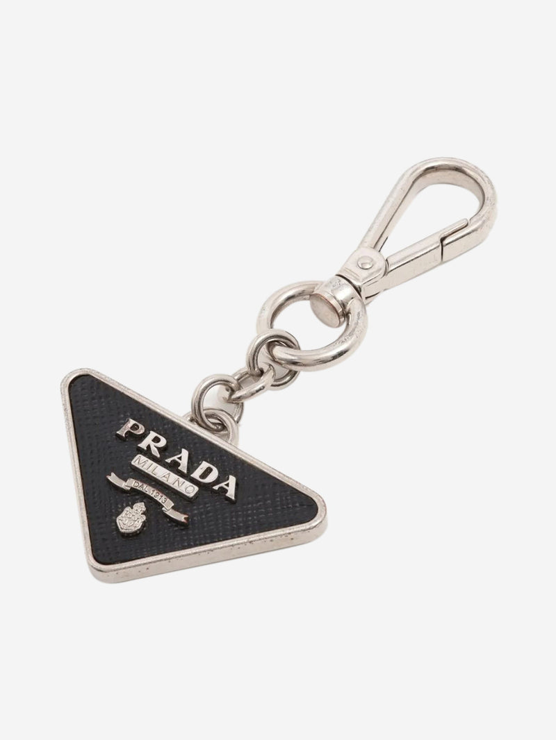 Silver Saffiano and metal keychain Keyrings Prada 