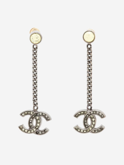 Gunmetal Coco Mark 06P rhinestone earrings Earrings Chanel 