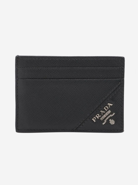 Black Saffiano leather card case product image