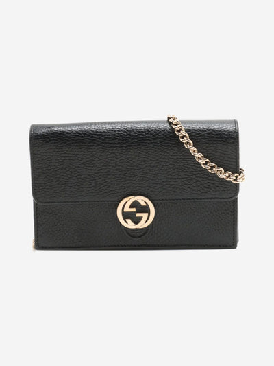 Black Interlocking G leather chain wallet Cross-body bags Gucci 