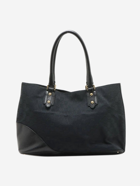 Black GG canvas and leather tote bag alternate image
