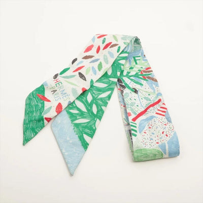 Green silk twilly Scarves Hermes 