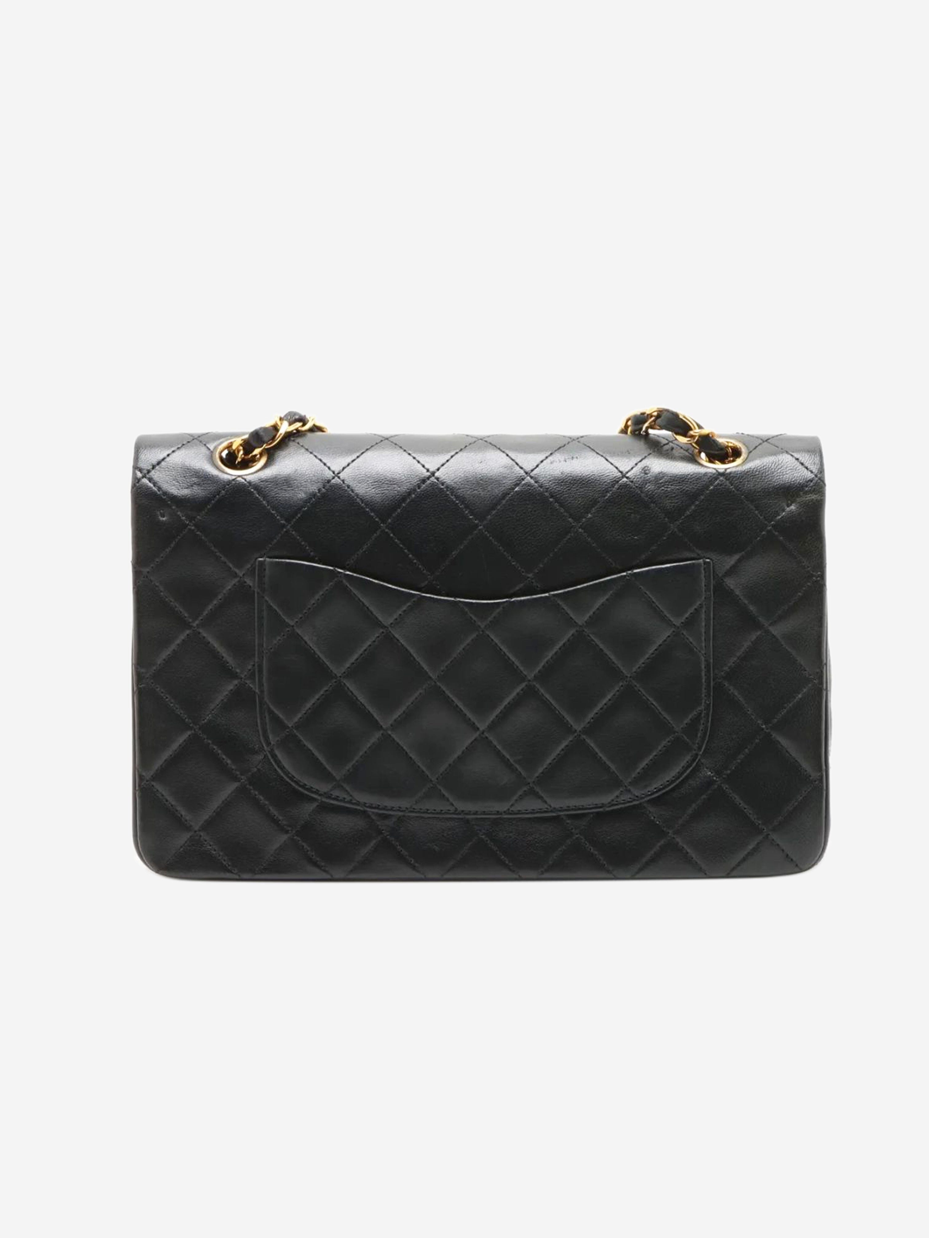 Black vintage 1989 medium lambskin Classic Double Flap bag Shoulder bags Chanel 