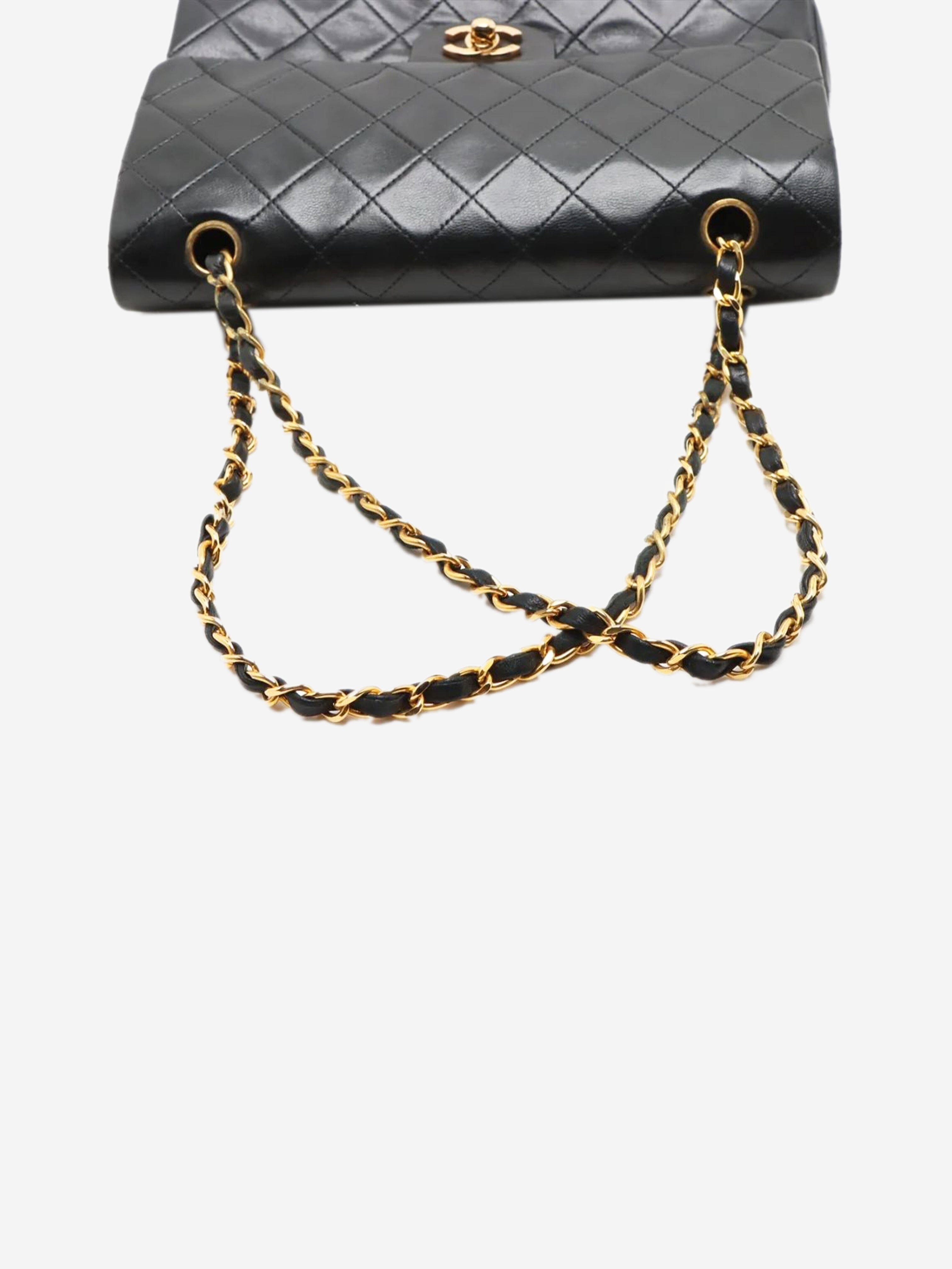 Black vintage 1989 medium lambskin Classic Double Flap bag Shoulder bags Chanel 