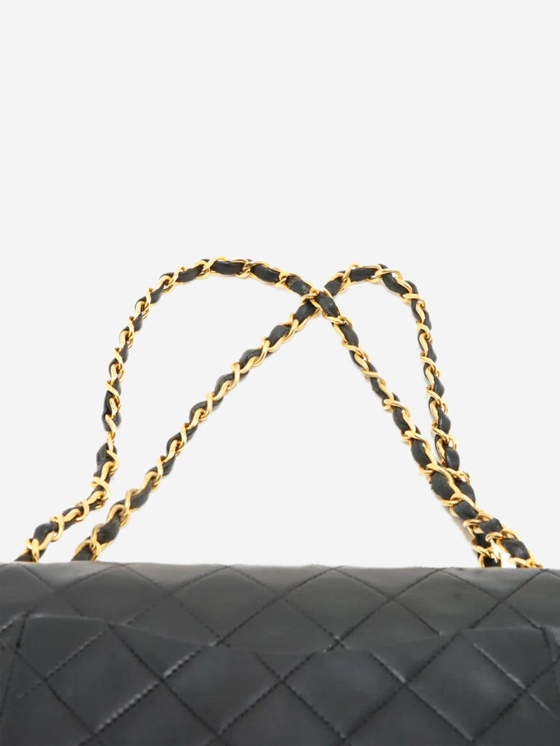Black vintage 1989 medium lambskin Classic Double Flap bag Shoulder bags Chanel 