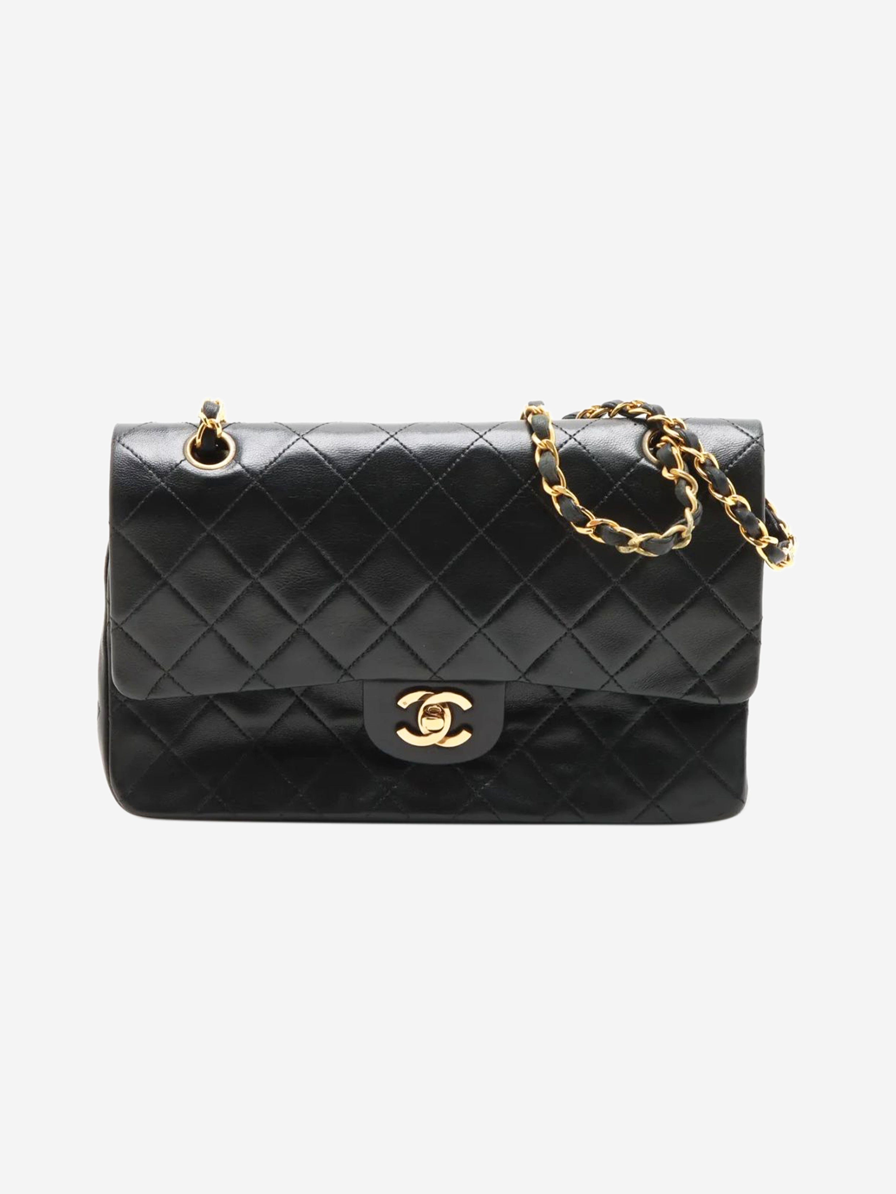 Black vintage 1989 medium lambskin Classic Double Flap bag Shoulder bags Chanel 