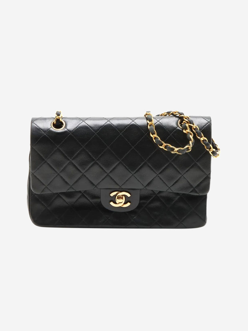 Black vintage 1989 medium lambskin Classic Double Flap bag Shoulder bags Chanel 