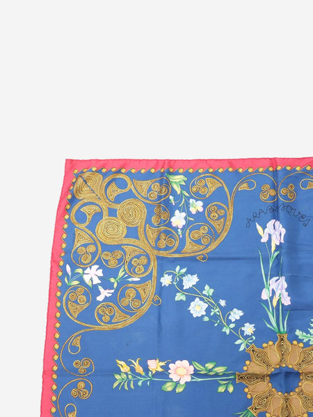 Blue silk floral scarf alternate image