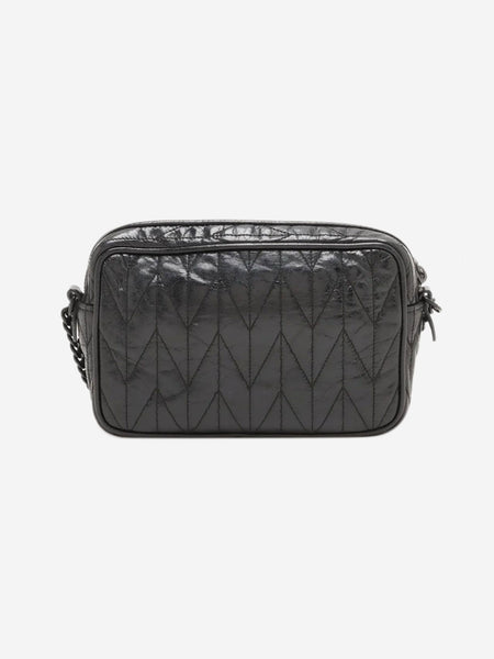 Black leather chain shoulder bag product image