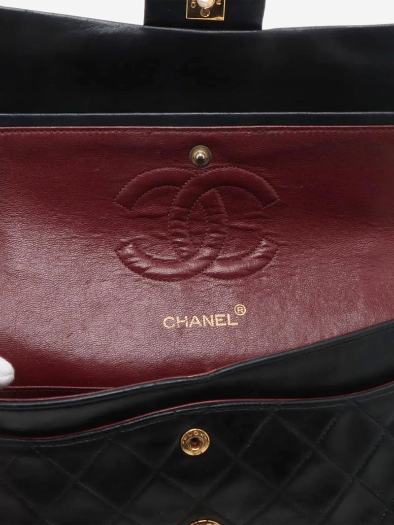 Black vintage 1989 medium lambskin Classic Double Flap bag Shoulder bags Chanel 