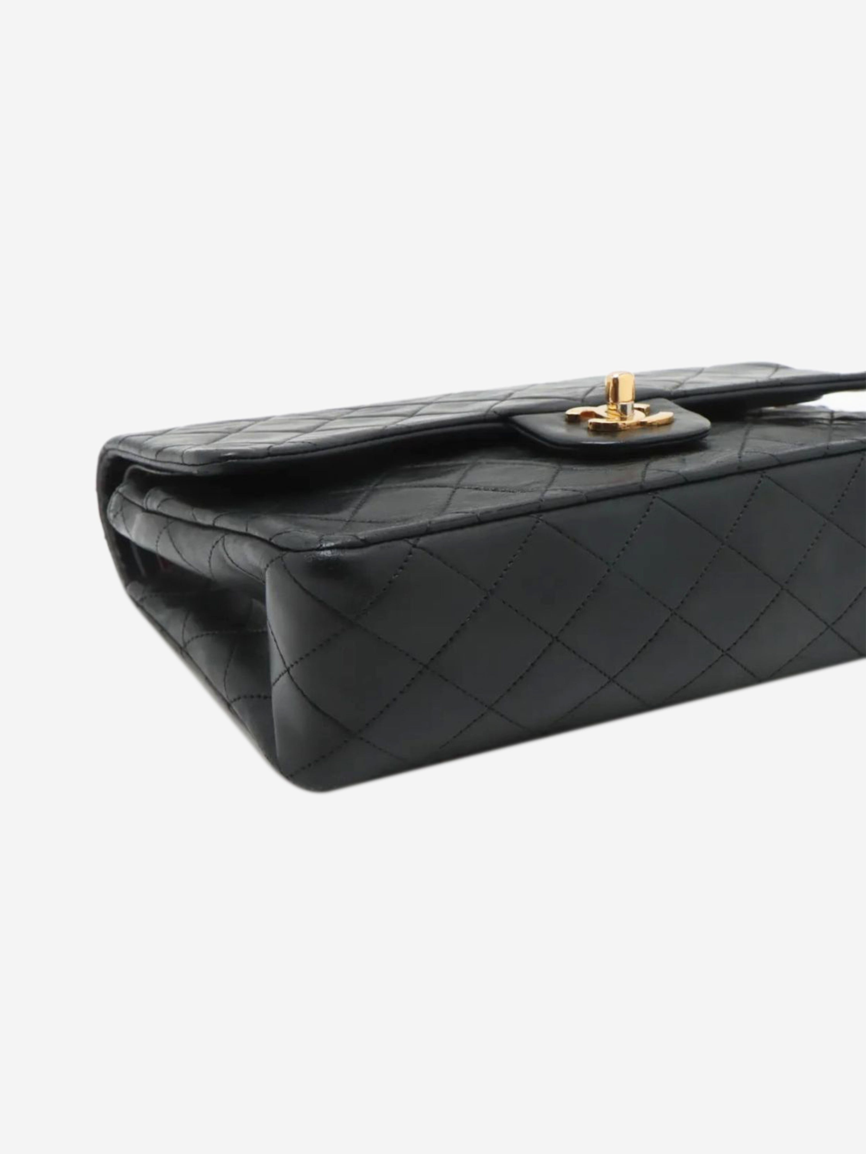 Black vintage 1989 medium lambskin Classic Double Flap bag Shoulder bags Chanel 