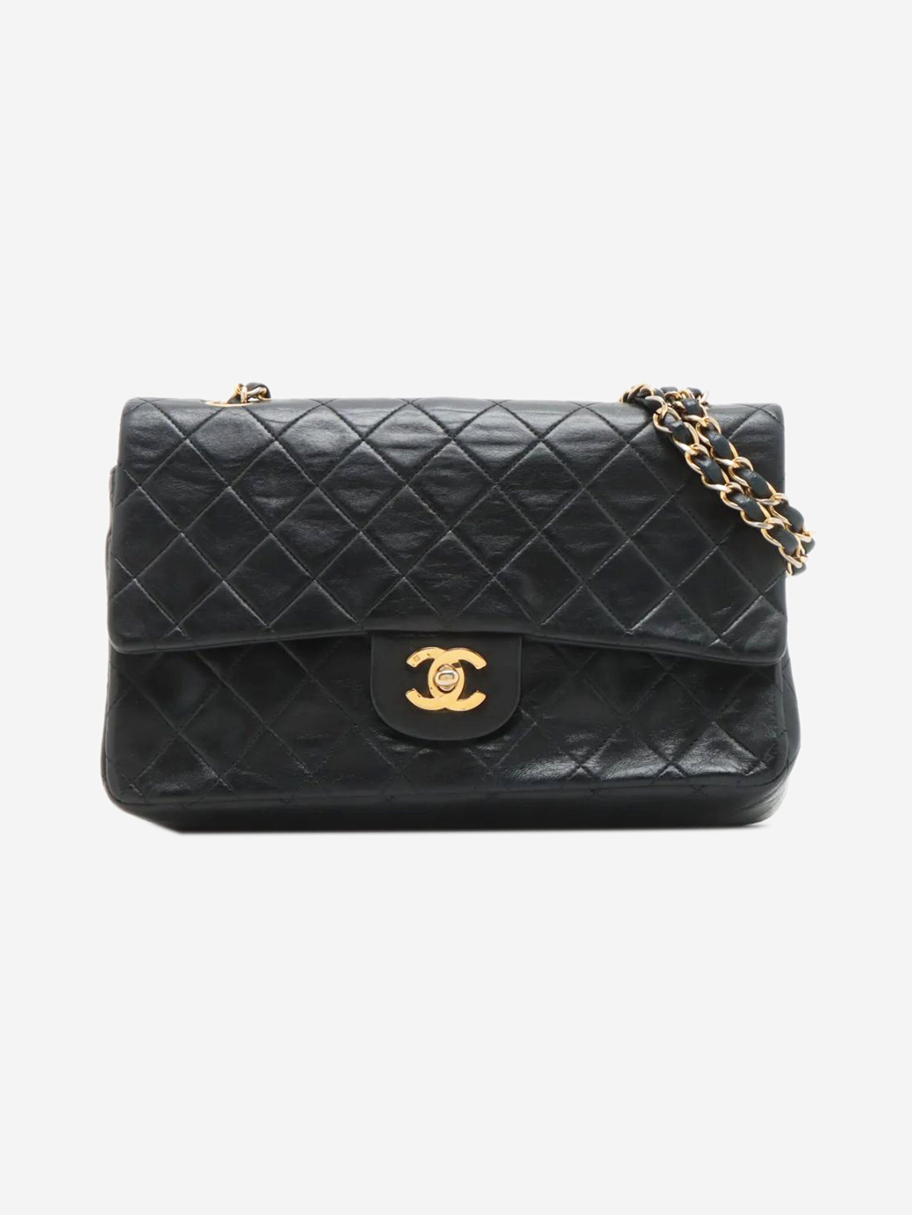 Black vintage 1989 medium lambskin Classic Double Flap bag Shoulder bags Chanel 