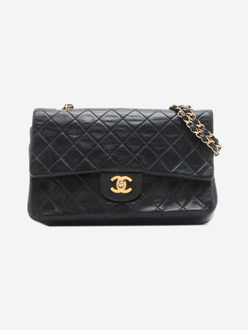 Black vintage 1989 medium lambskin Classic Double Flap bag Shoulder bags Chanel 