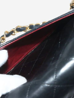 Black vintage 1989 small lambskin Classic Double Flap bag Shoulder bags Chanel 