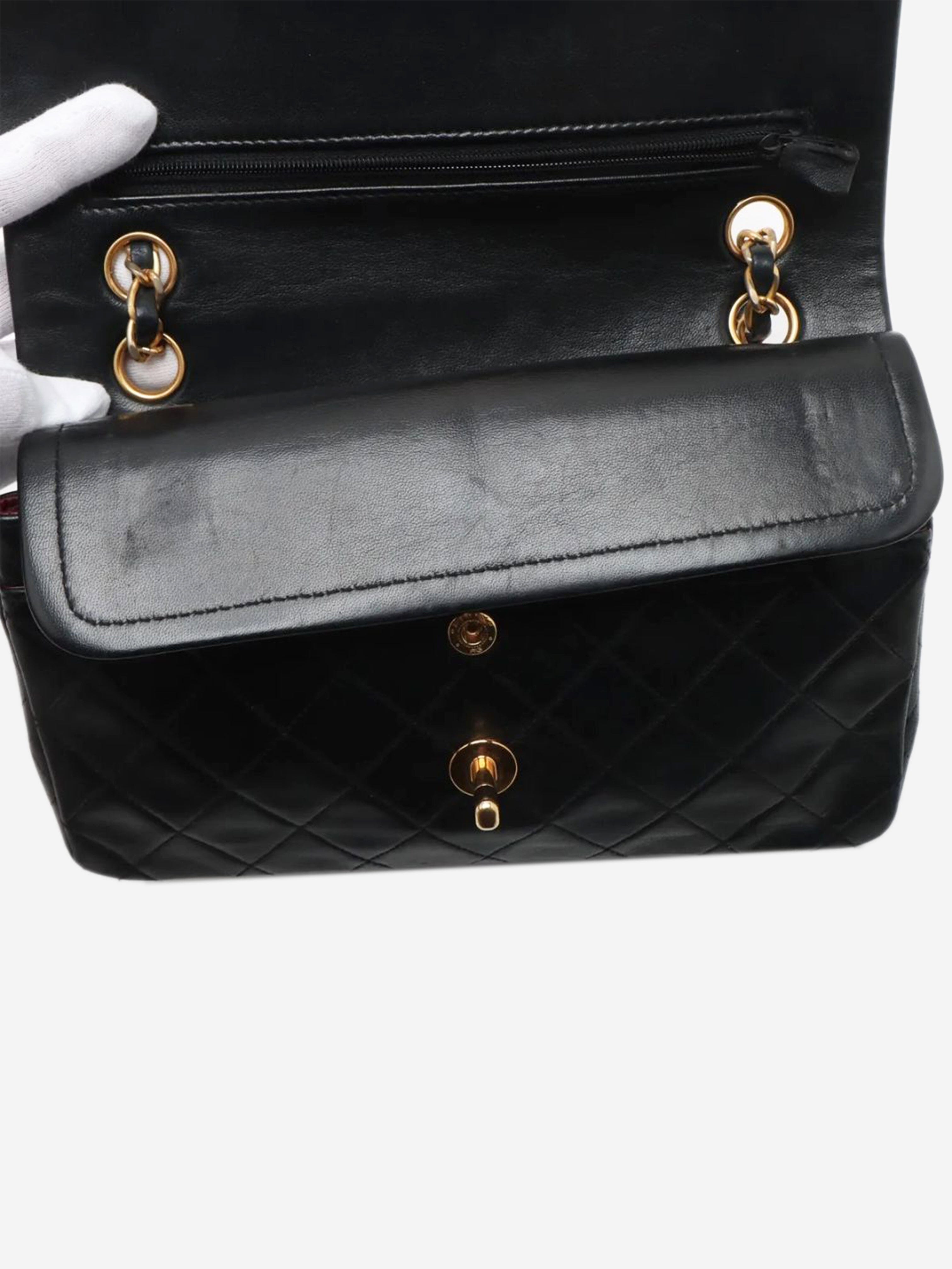 Black vintage 1989 small lambskin Classic Double Flap bag Shoulder bags Chanel 