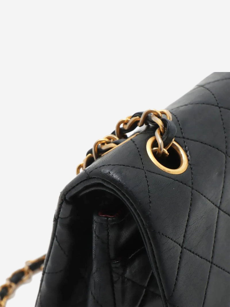Black vintage 1989 small lambskin Classic Double Flap bag Shoulder bags Chanel 