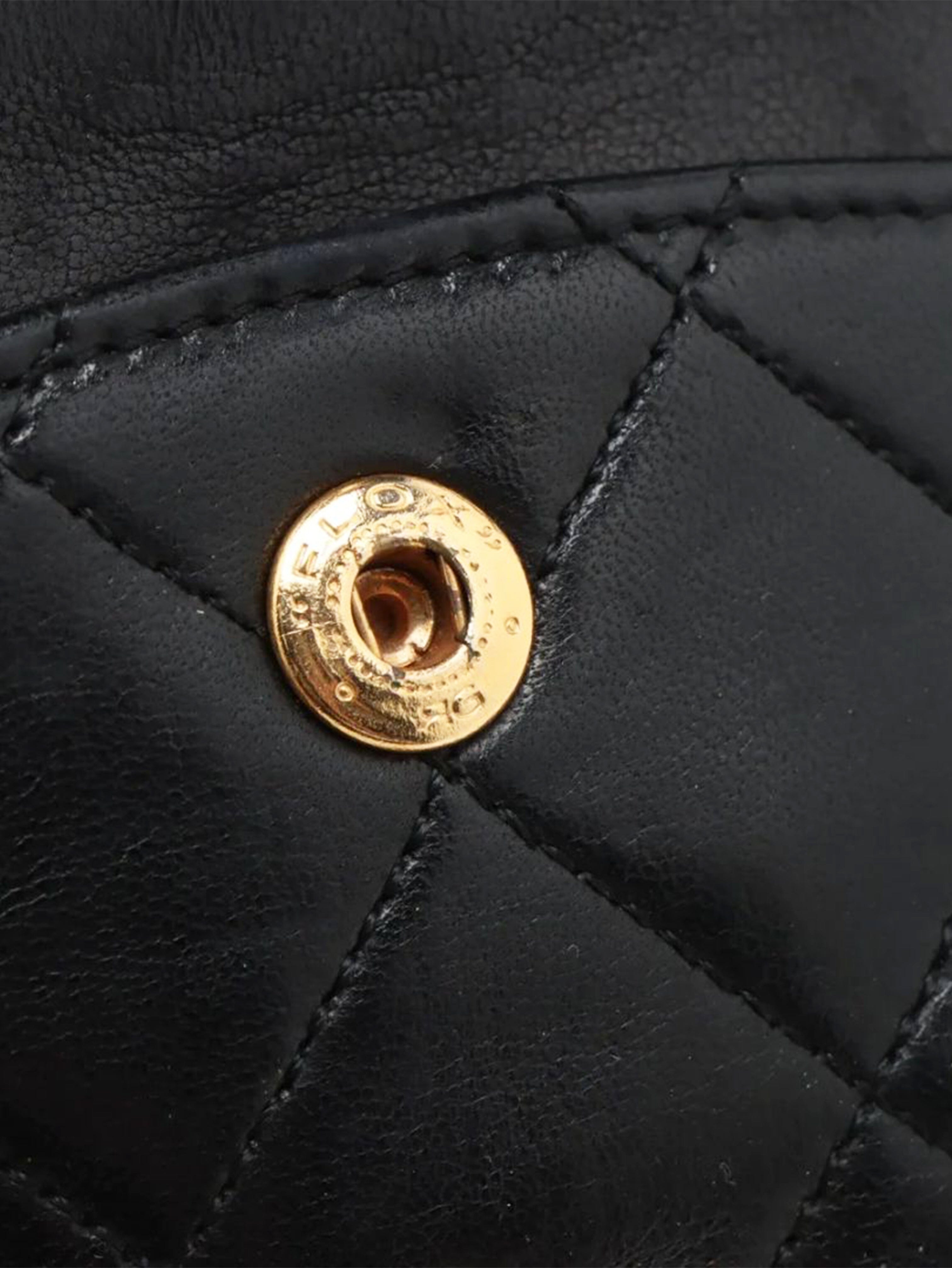 Black vintage 1989 small lambskin Classic Double Flap bag Shoulder bags Chanel 