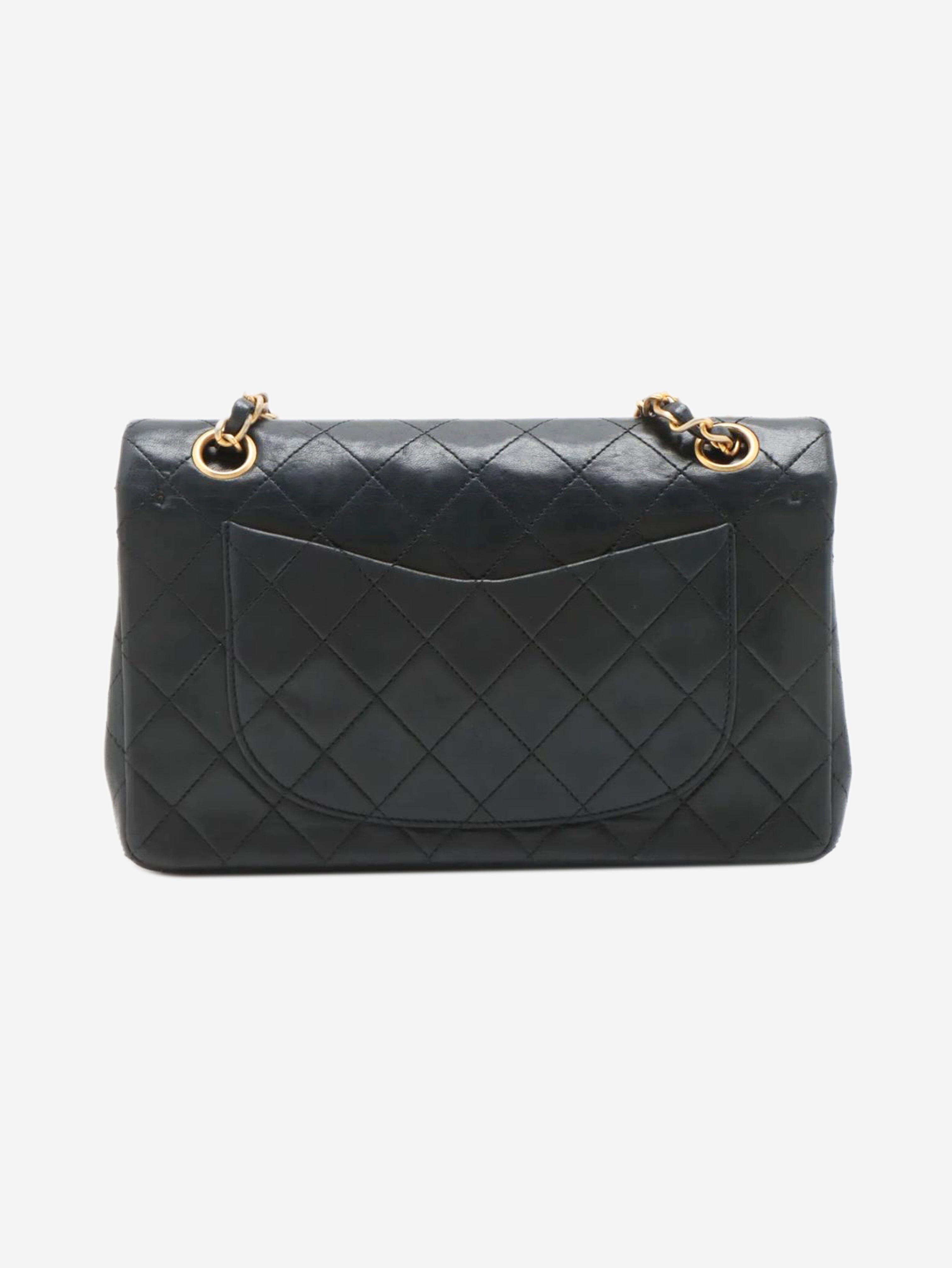 Black vintage 1989 small lambskin Classic Double Flap bag Shoulder bags Chanel 