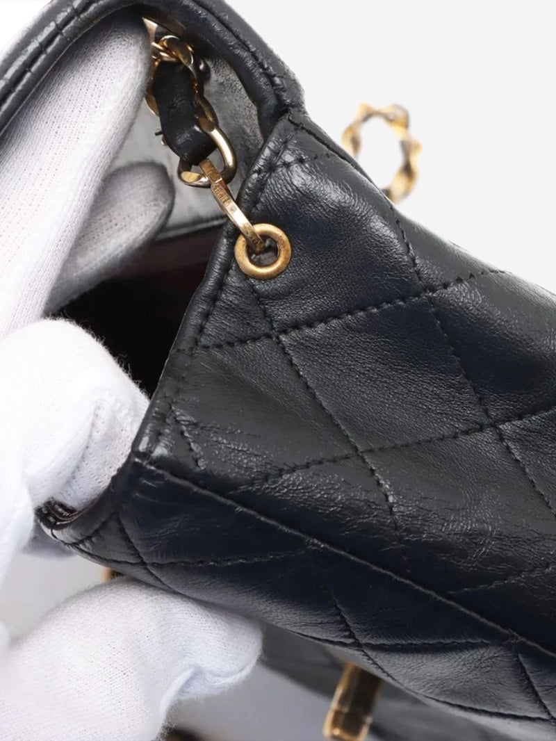 Black vintage 1991 lambskin Classic Single Flap bag Shoulder bags Chanel 
