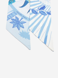 Blue silk printed twilly Scarves Hermes 