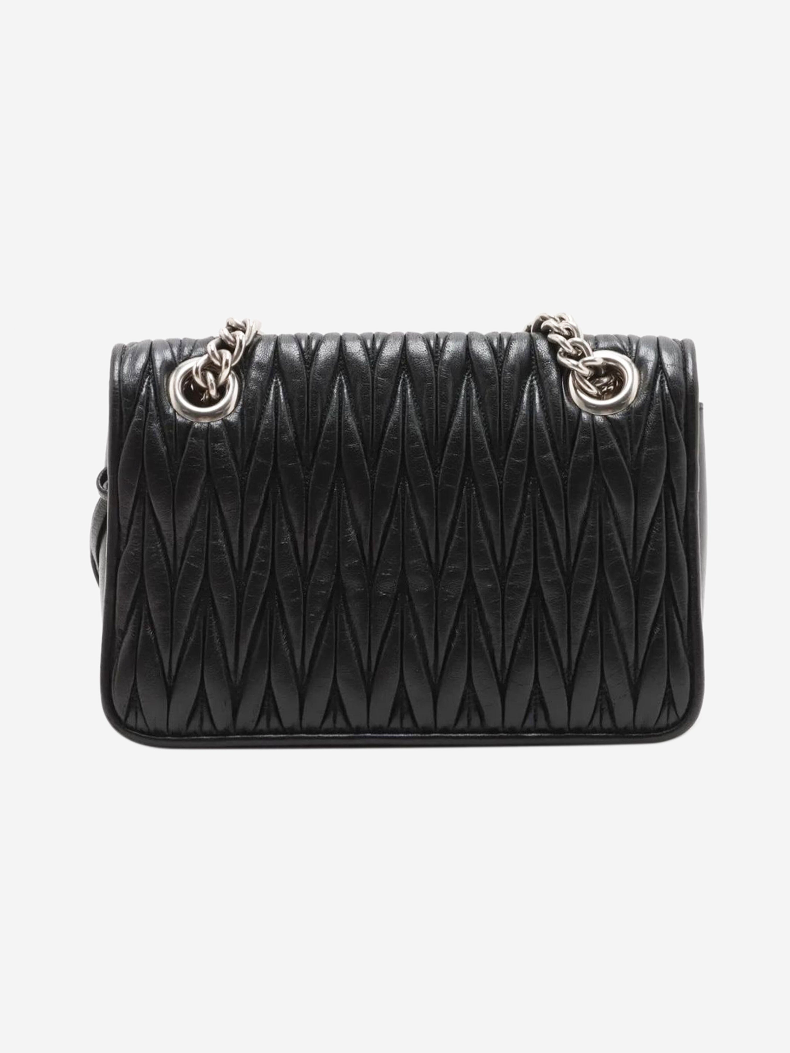Black Matelassé leather chain bag