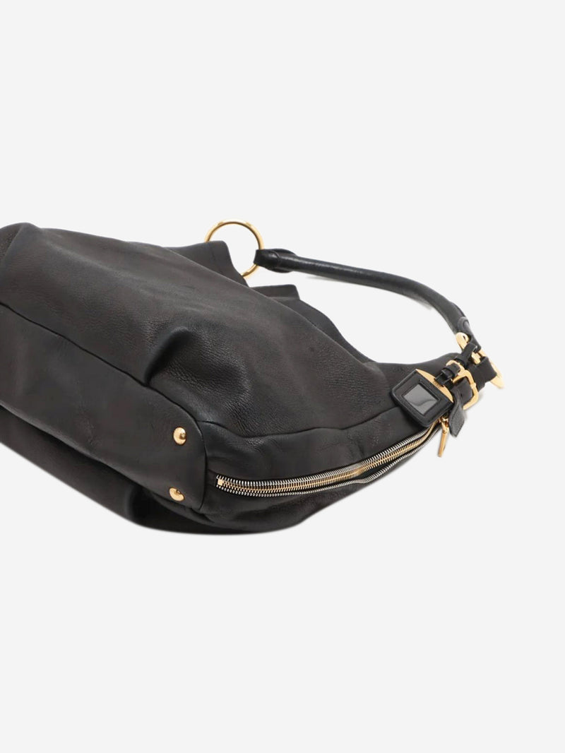 Black Vitello Daino leather shoulder bag