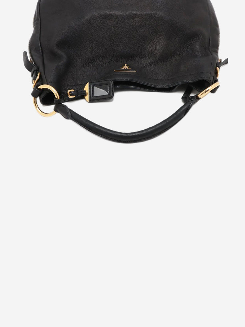 Black Vitello Daino leather shoulder bag