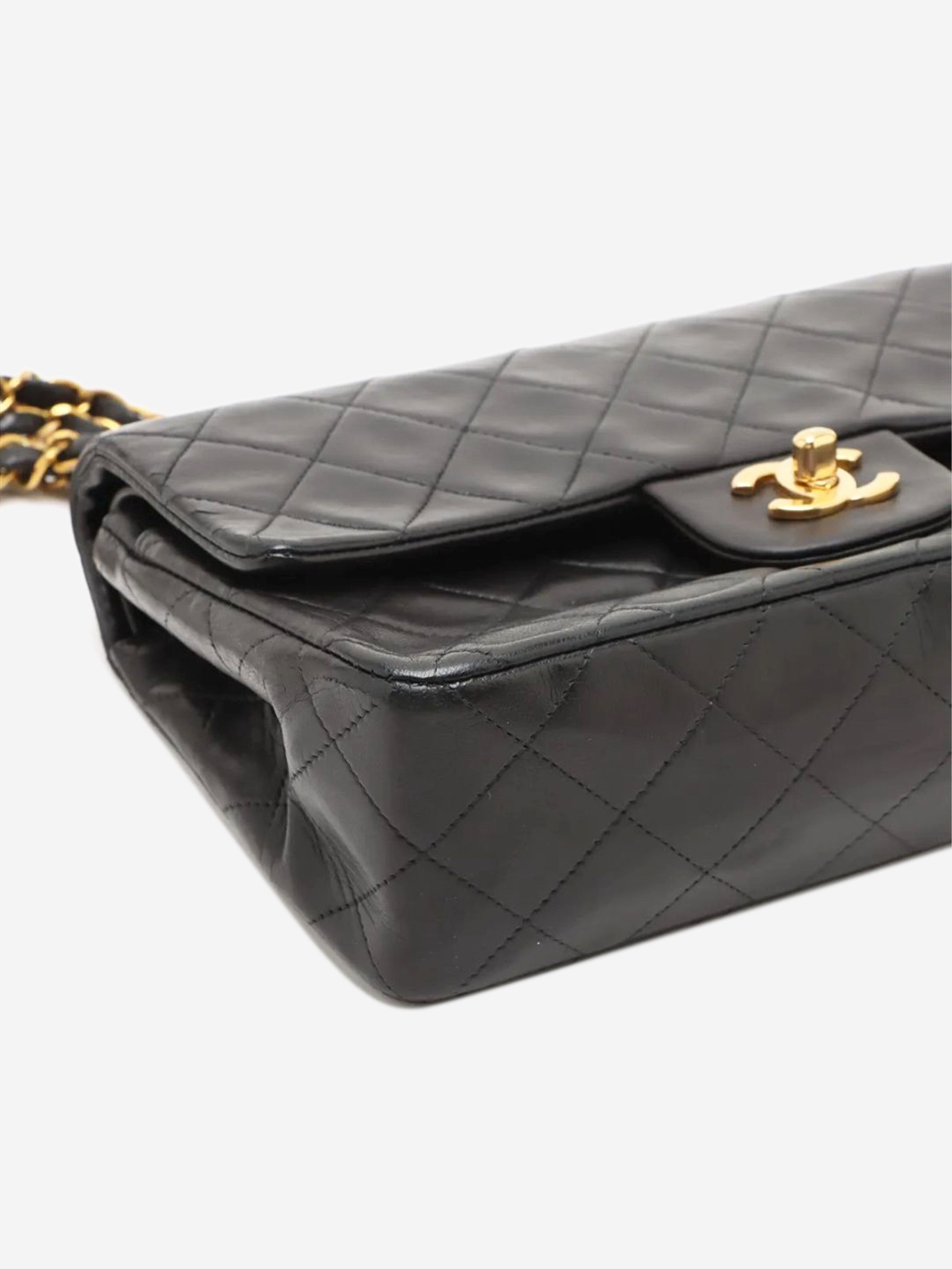 Black vintage 1994 small lambskin Classic Double Flap bag Shoulder bags Chanel 