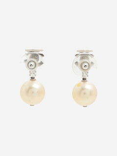 Silver CC rhinestone and faux-pearl earrings Earrings Chanel 