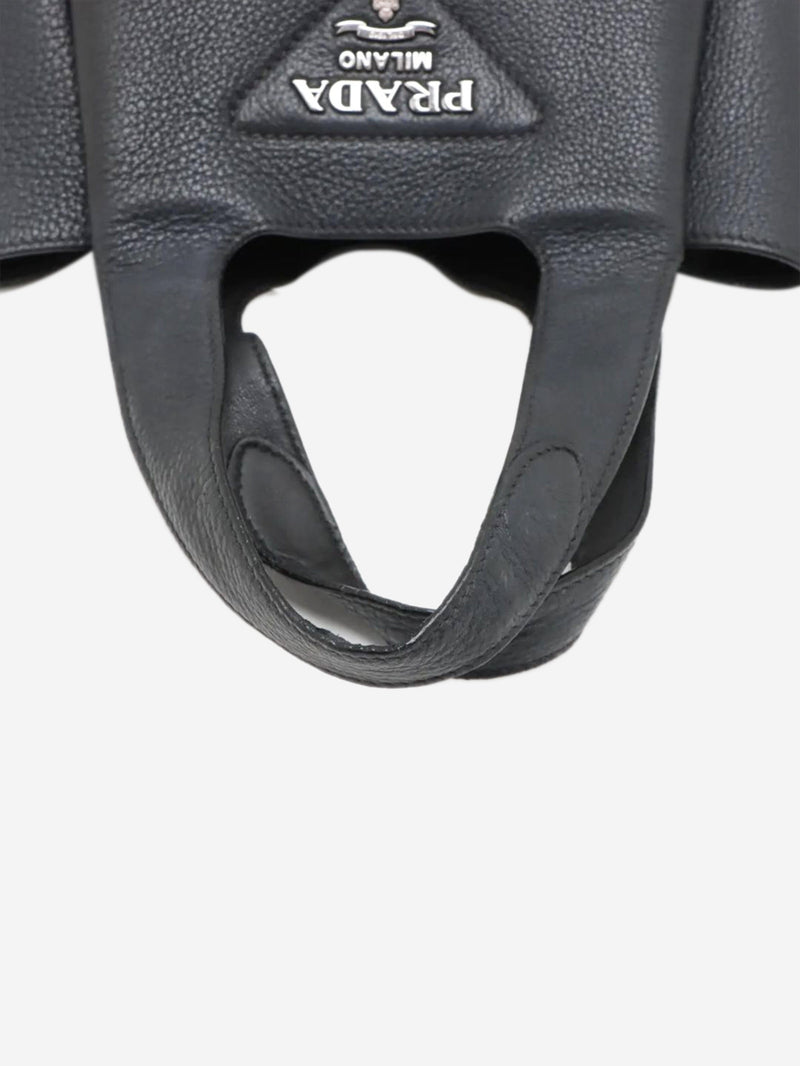 Black Vitello Daino leather mini bag Top Handle Bags Prada 