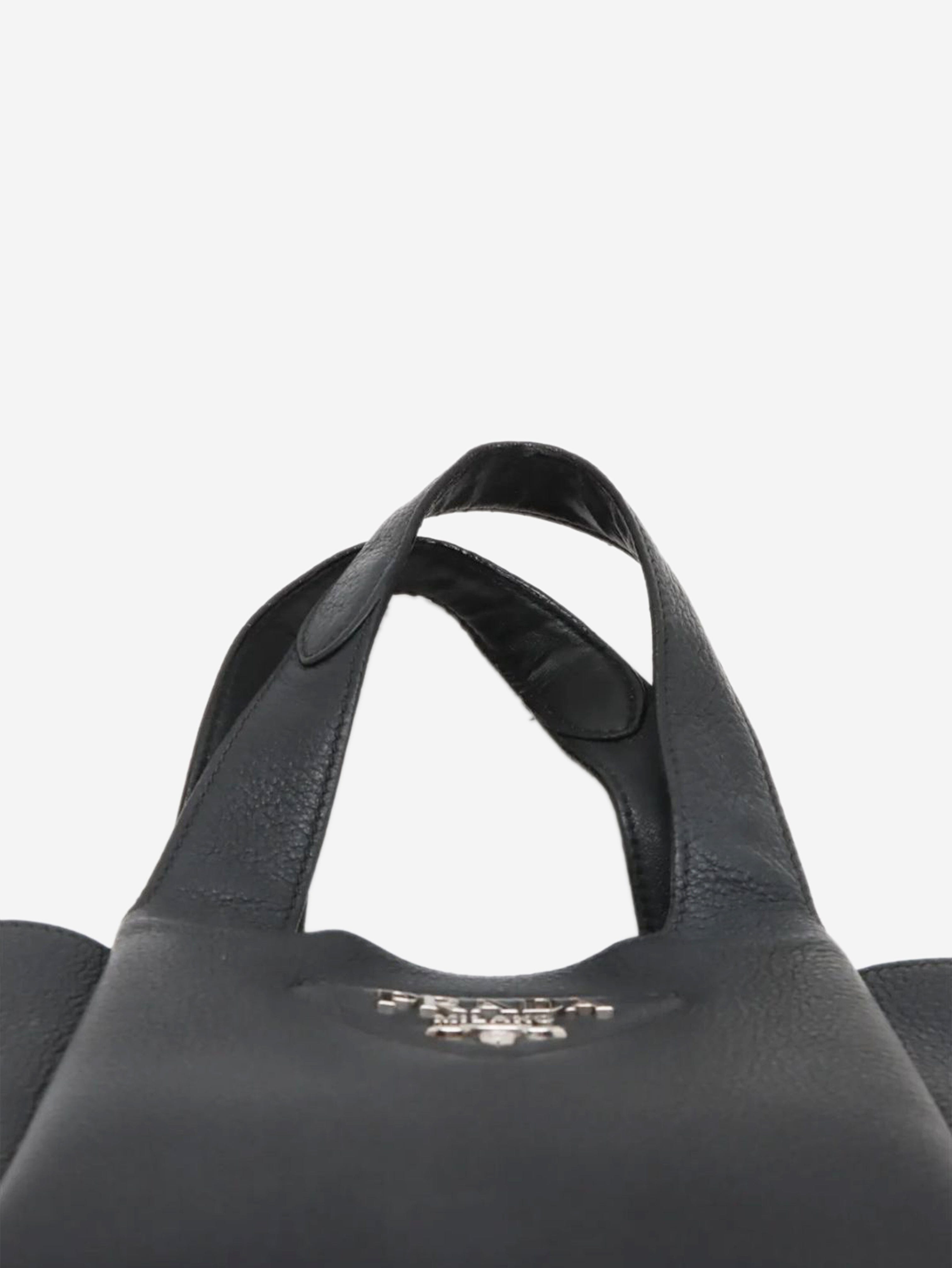 Black Vitello Daino leather mini bag Top Handle Bags Prada 