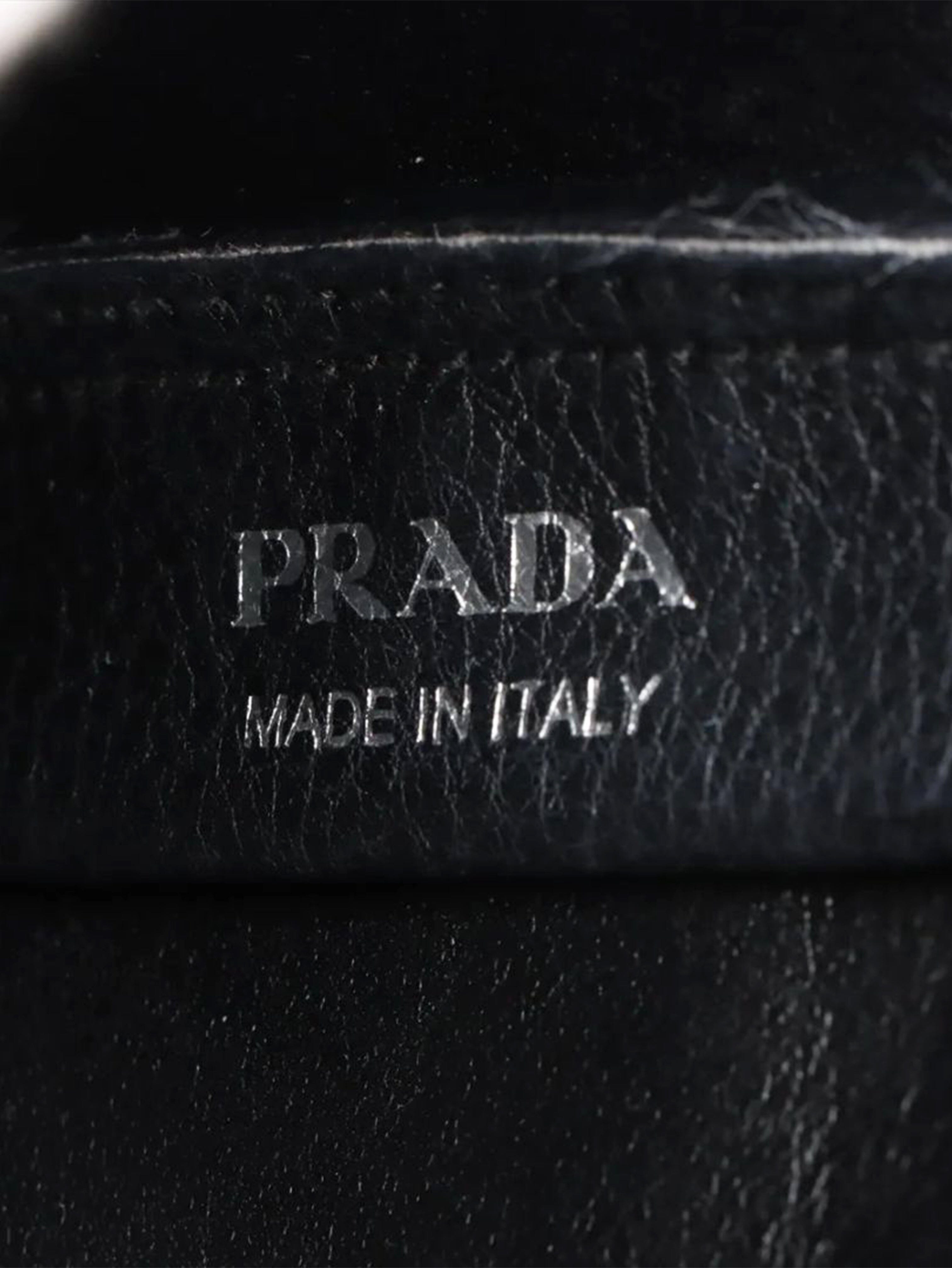 Black Vitello Daino leather mini bag Top Handle Bags Prada 