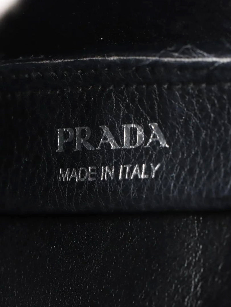 Black Vitello Daino leather mini bag Top Handle Bags Prada 